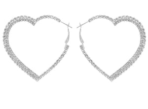 Silver Heart Glitter Earring