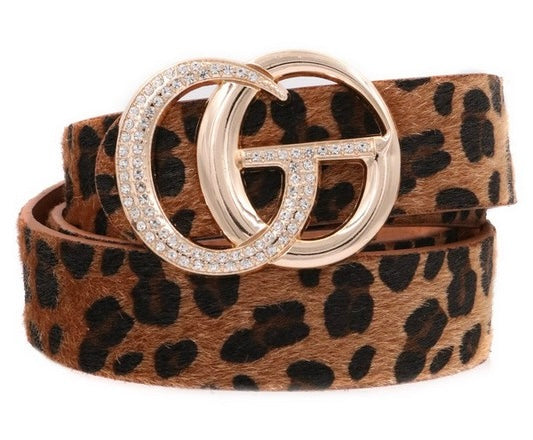 Bling Belt Buckle -Leopard