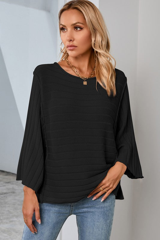 Dolman Sweater with Exposed Seam in Black