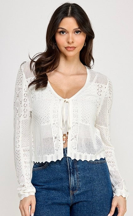 Eyelet Lightweight Cardigan
