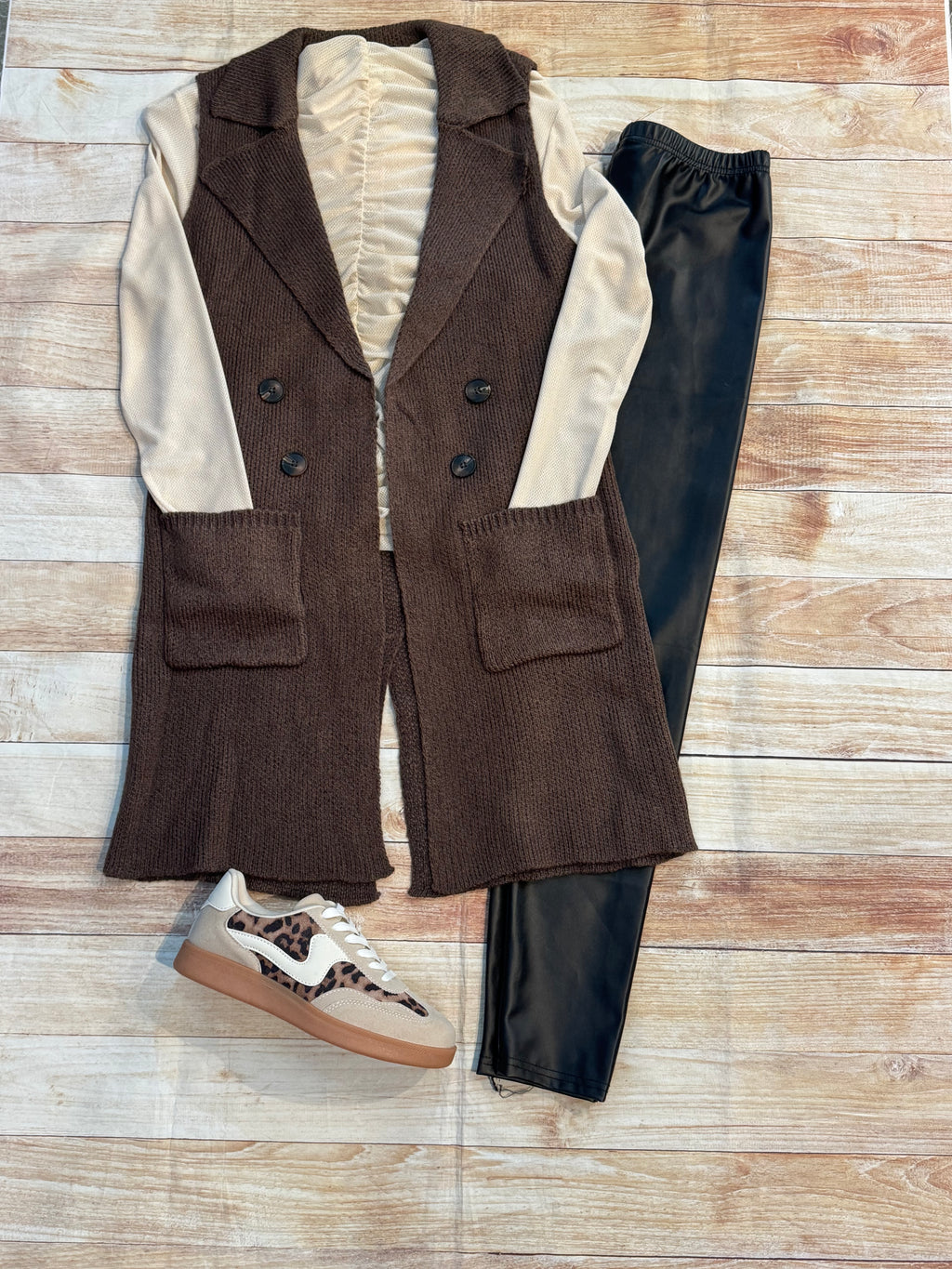 Chocolate Sweater Vest Cardigan