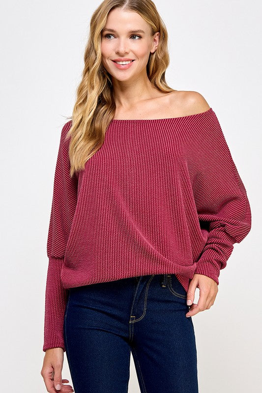 Ribbed Off Shoulder Top