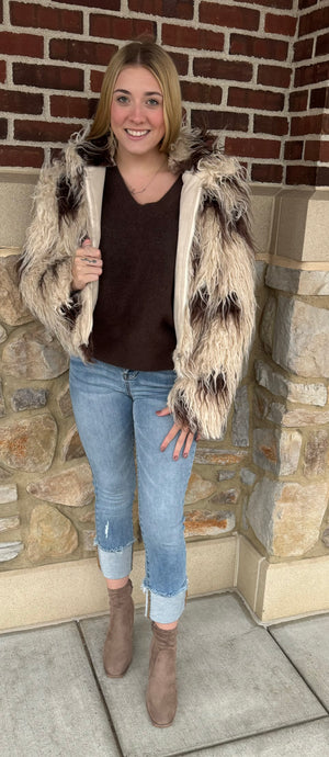 Faux Fur Print Jacket