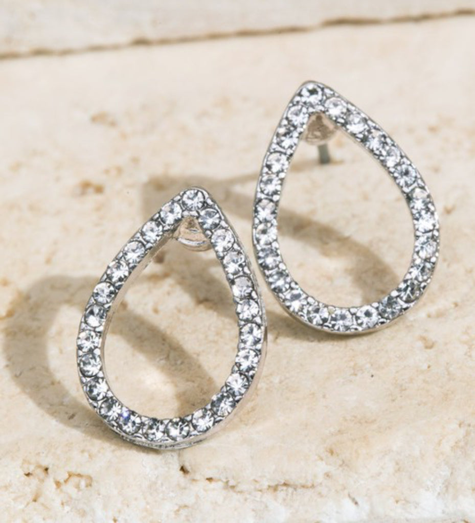 Oval Bling Earring in Silver