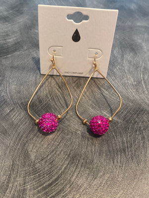 Hot Pink Bead Earring
