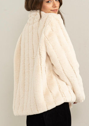 Faux Fur Jacket in Ivory