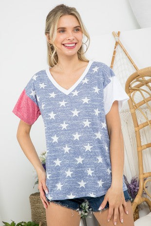 Stars Red White Blue Top