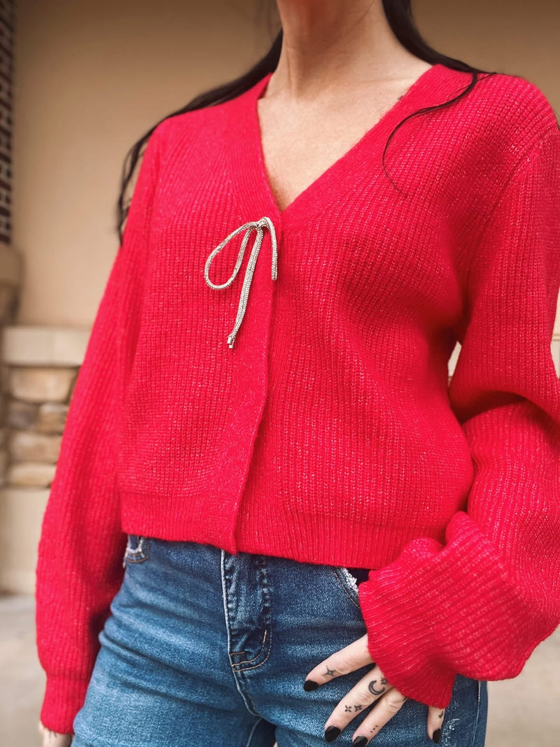 Bling Bow Sweater Cardigan