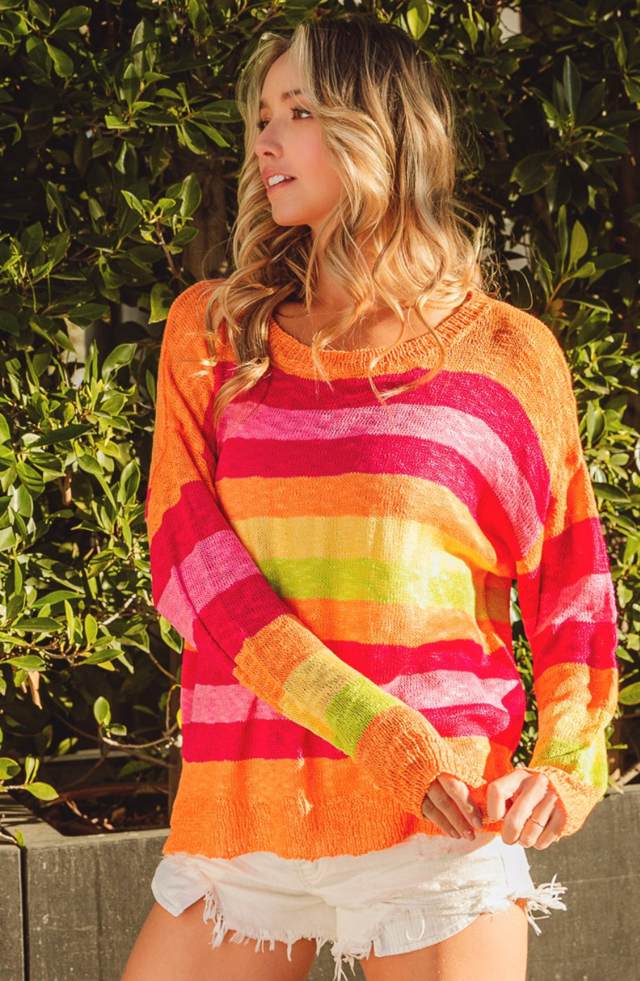 Multi Color Stripe Lightweight Sweater