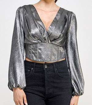 Flash Sale! Metallic Corset Holiday Top