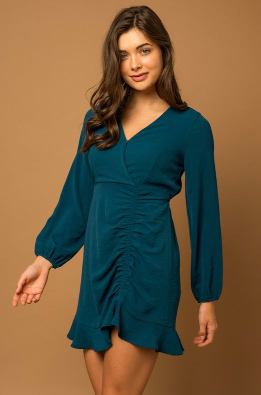 Ruched Long Sleeve Dress