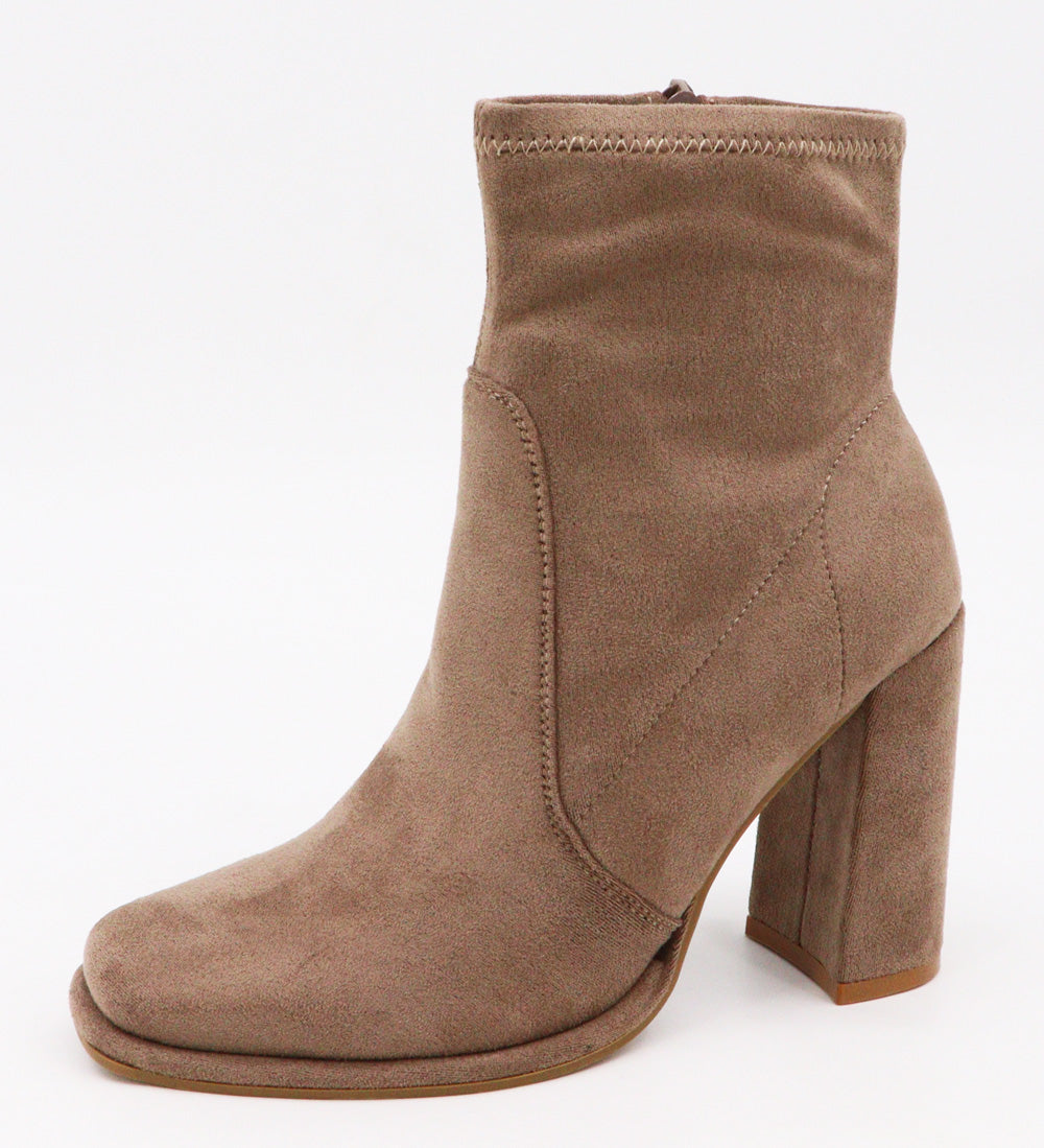 Stretch  Faux Suede Bootie