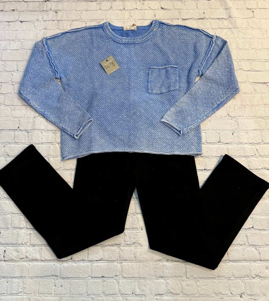 Raw Edge Sweater in Blue