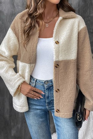 Color Block Sherpa Jacket