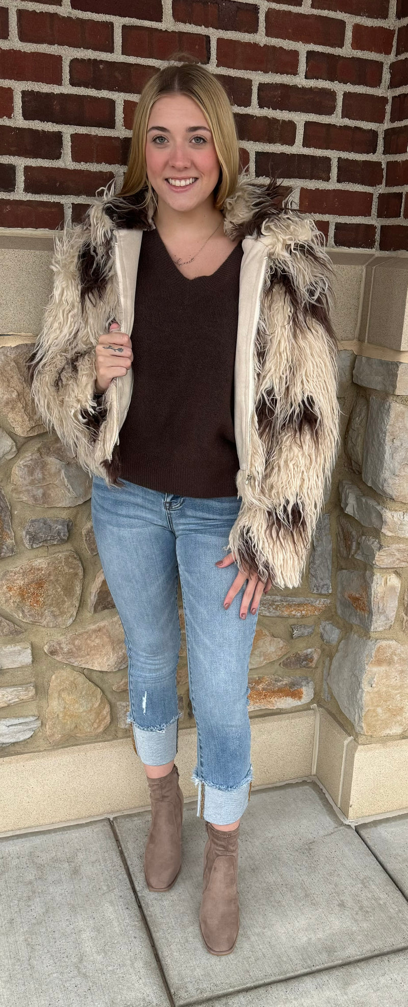 Faux Fur Print Jacket