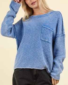 Raw Edge Sweater in Blue