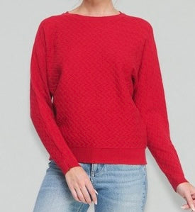 Husker Red Herringbone Sweater