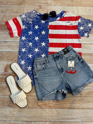 Flag Stripe & Star T-shirt Distressed