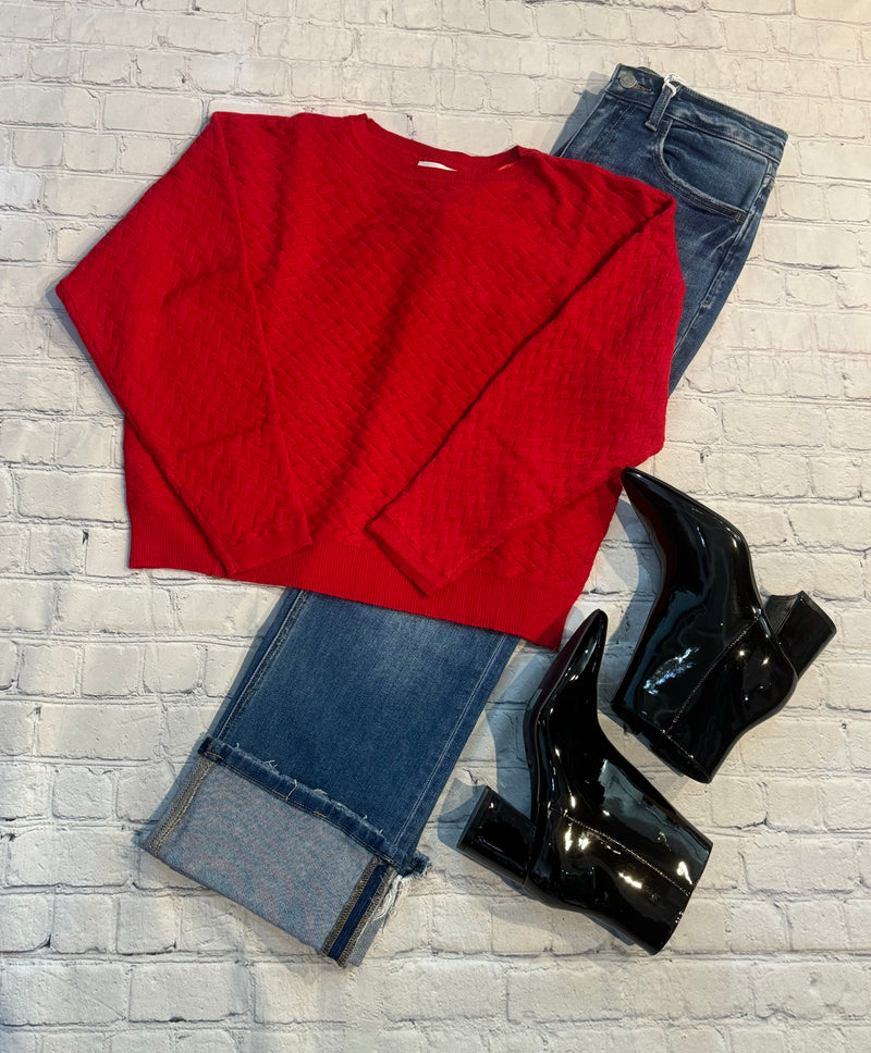 Husker Red Herringbone Design Sweater