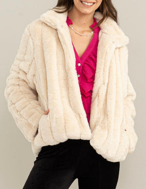 Faux Fur Jacket in Ivory