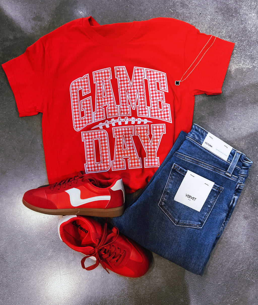 Gingham Game Day Red T-shirt