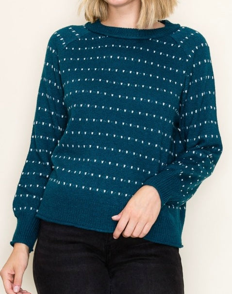Teal Dot Stripe Sweater