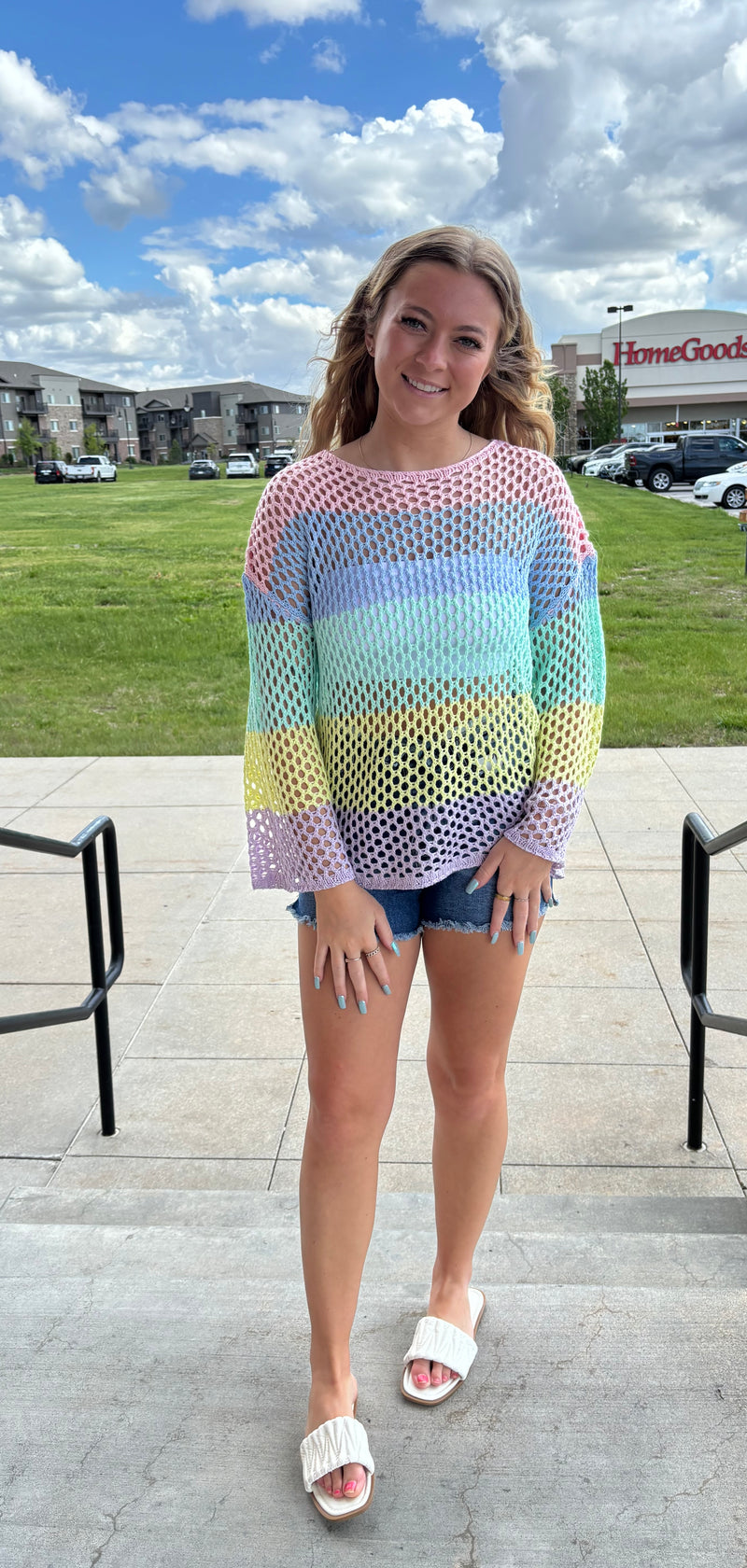 Mesh Color Block Sweater