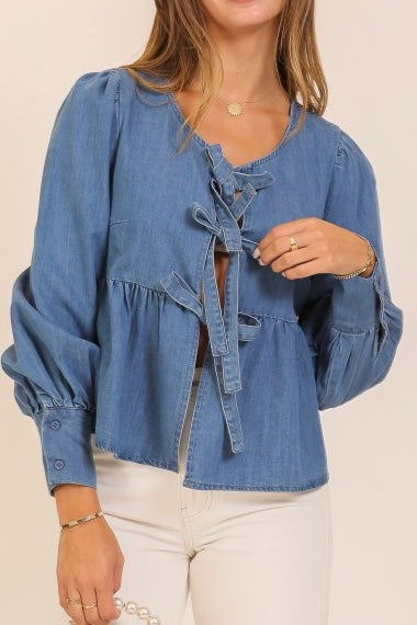 Bow Tie Denim Top