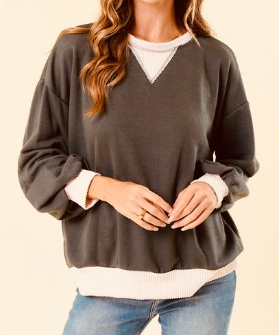 Contrast Neck Sweatshirt