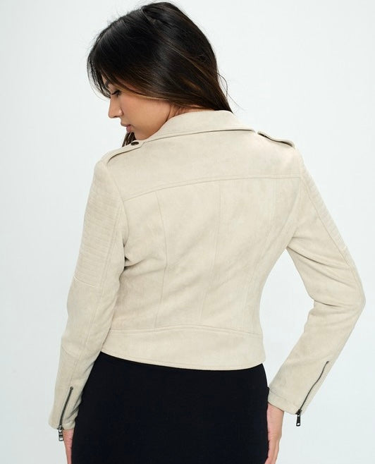 Faux Suede Moto Jacket