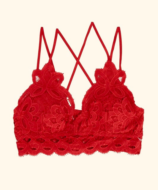 Crochet Lace Bralette in Red