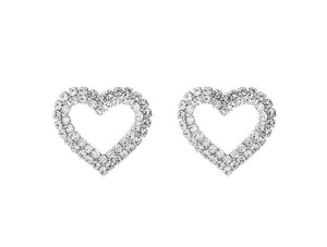 Heart Stud Bling Earring in Silver