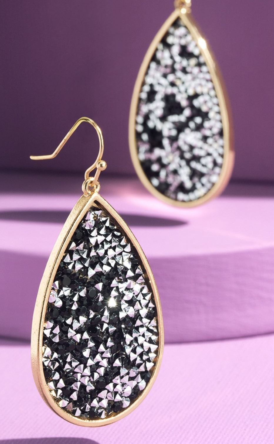 Oval Black Bling  Earring