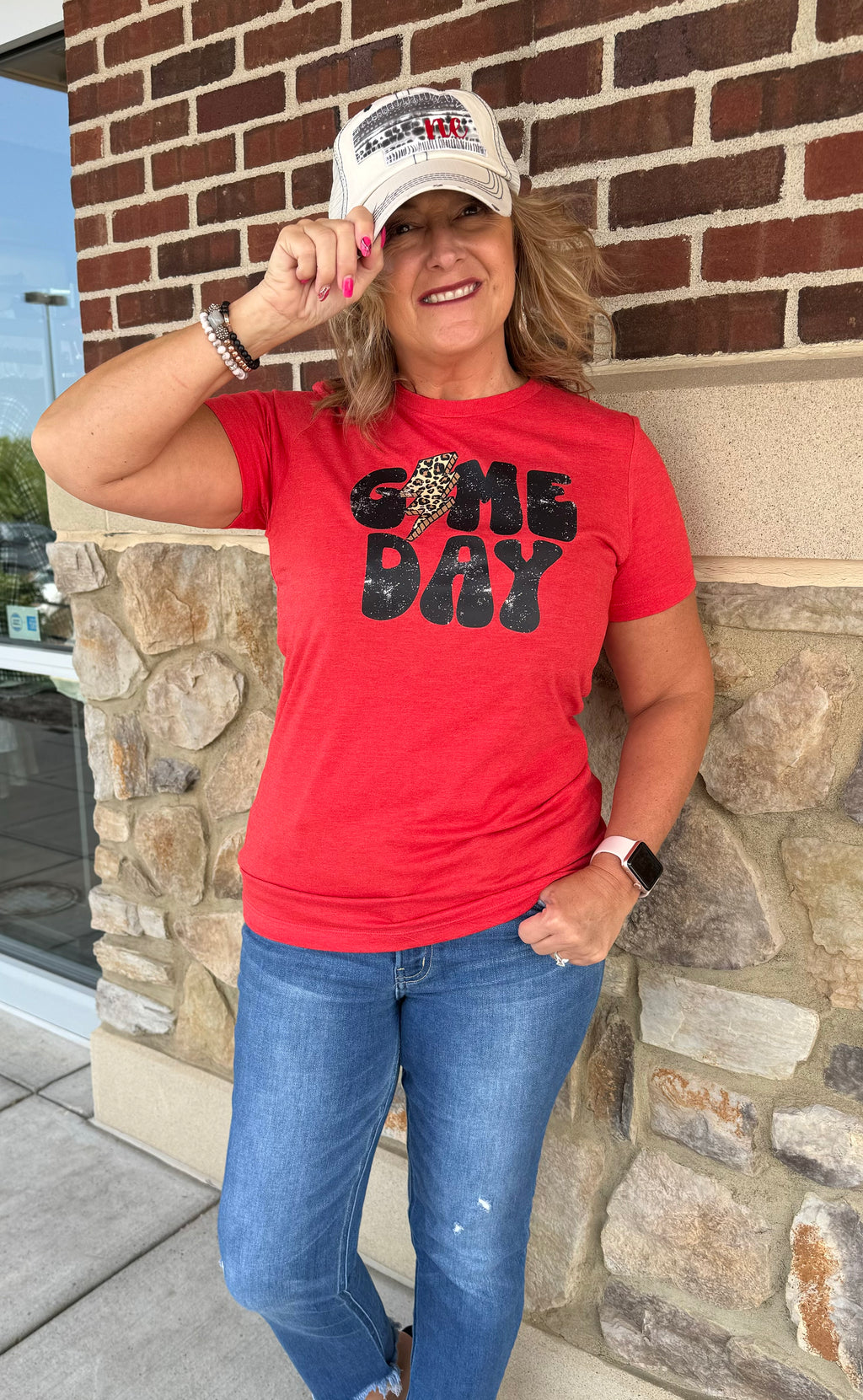 Game Day Lightening Bolt Red T-shirt