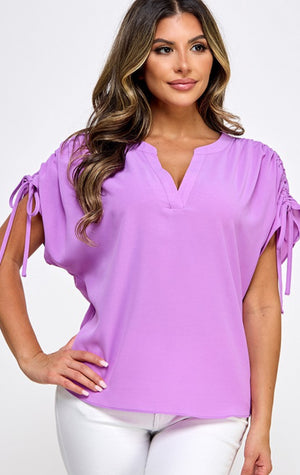 Ruched Sleeve Dolman Top