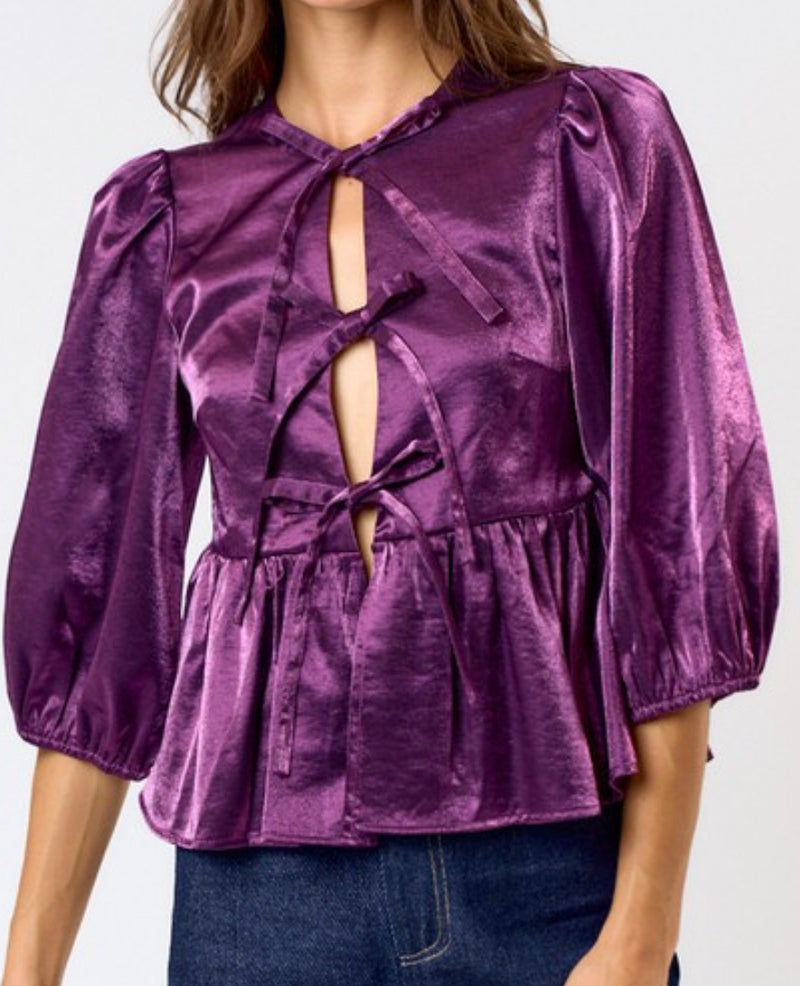 Bow Tie Satin Holiday Top