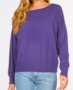 Nikki Spring Boatneck Cozy Sweater in Violet