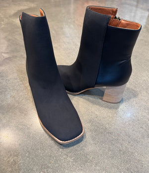 Black 2 Tone Faux Suede Boot