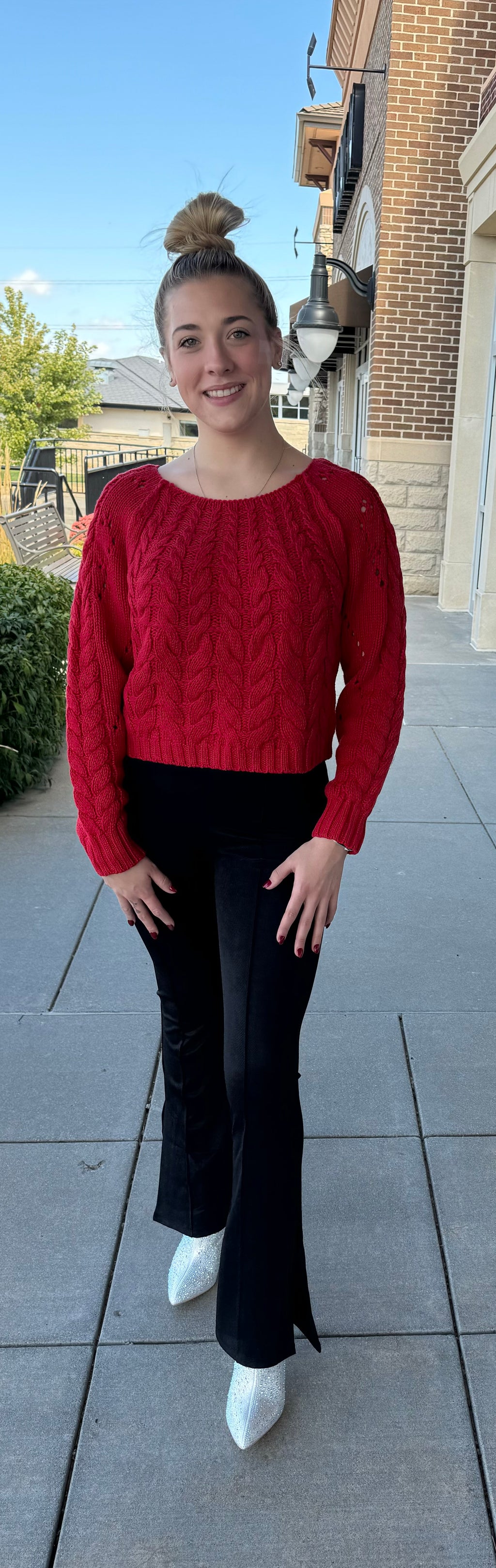 Cable Sweater in Husker Red