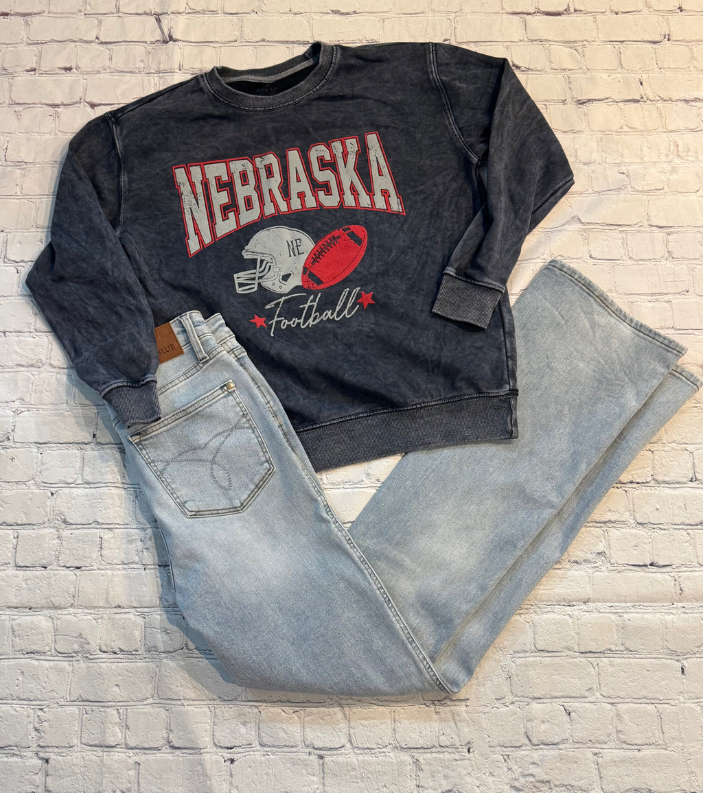 NE Football Washed Black Sweatshirt