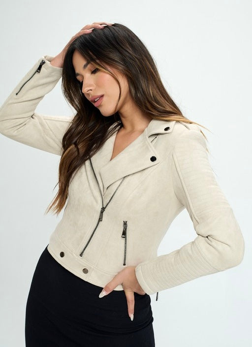 Faux Suede Moto Jacket