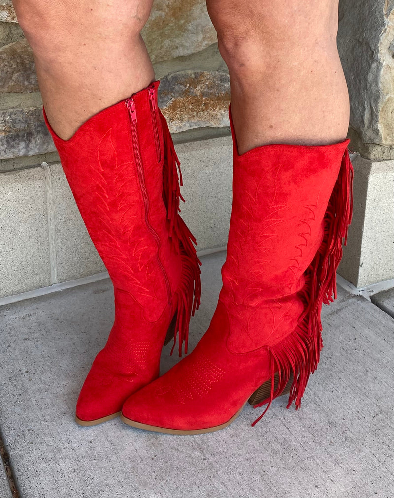 Fringe Red Cowboy Boot