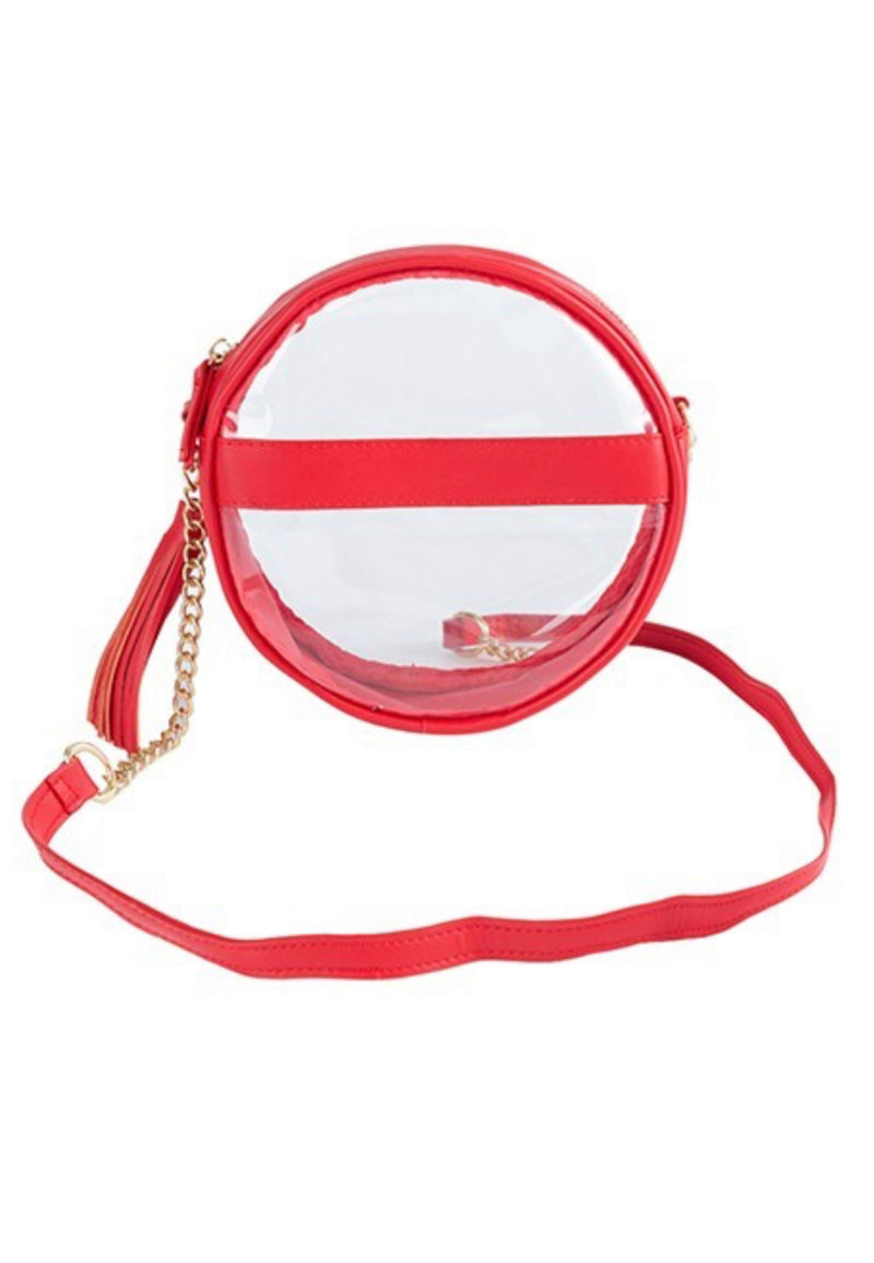 Clear Circle Crossover Bag W Red Trim