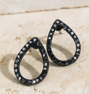 Oval Bling Stud in Black