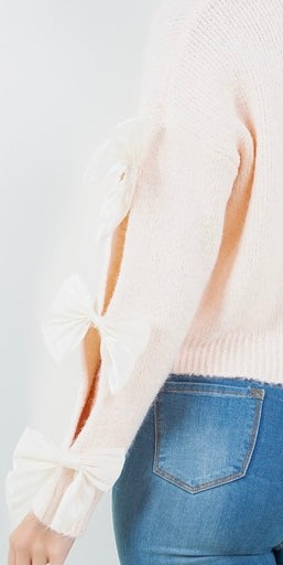 Bow Sleeve Detail Cozy Sweater