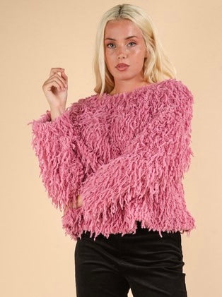 Fuzzy Sweater with Back Bow