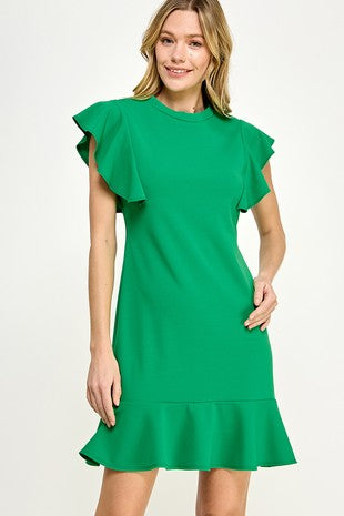 Ruffle Sleeve & Hem Dress