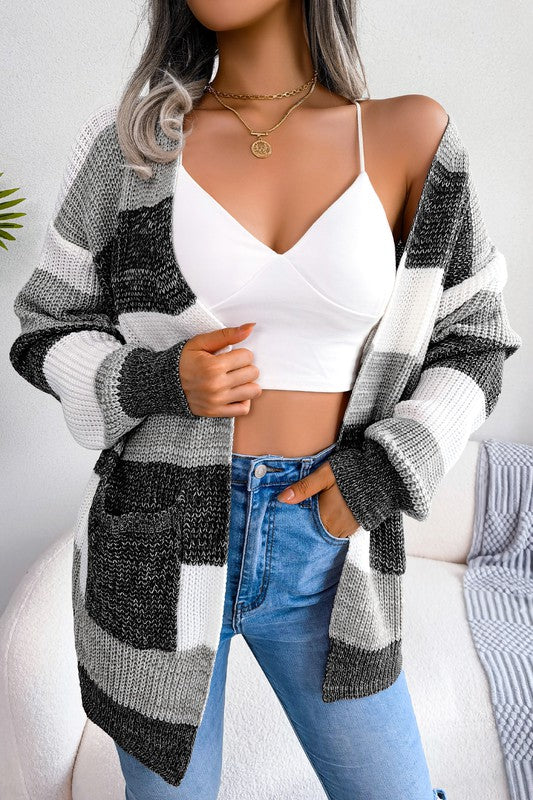 Color Block  Cardigan