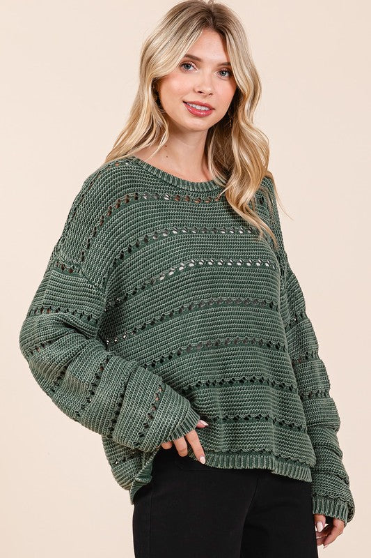 Pointelle Mineral Washed Sweater