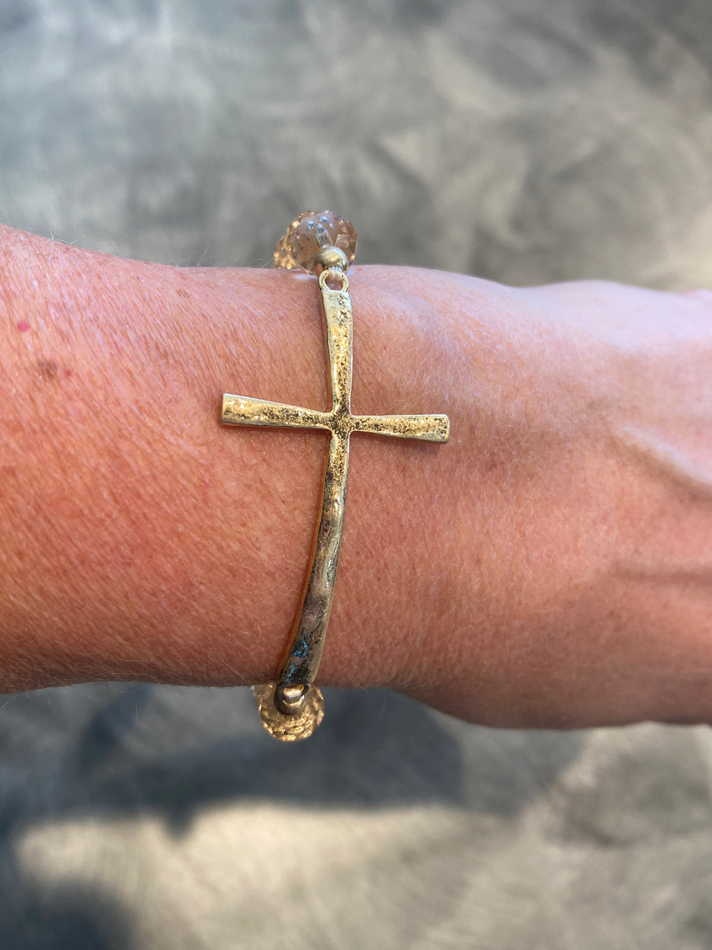Cross Bead Gold Bracelet